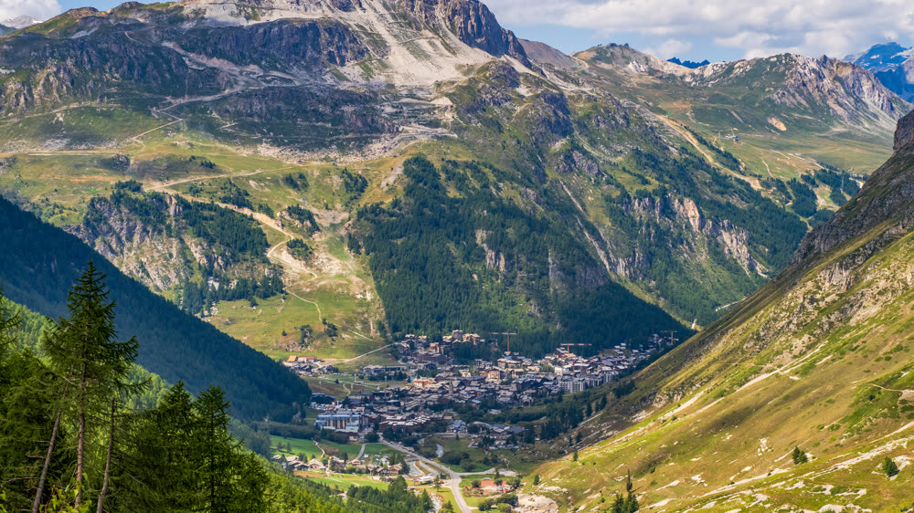 Blick ins Tal bei Val d'Isère Blick ins Tal bei Val d'Isère
